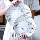 Marble Plates Ceramic Dinner Set Gold Inlay - What A Decor