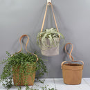 Kraft Paper Hanging Flower Pots With Faux-Leather Hand Strap