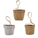 Kraft Paper Hanging Flower Pots With Faux-Leather Hand Strap