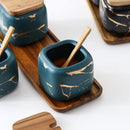 Nordic Style Marble Pattern Ceramic- Spice Jar - What A Decor