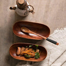 Japanese-Style Wooden Oval Dish Plate - What A Decor