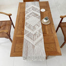 Handmade Macrame Embroidered Table Runner With Tassels Boho and Nordic Style