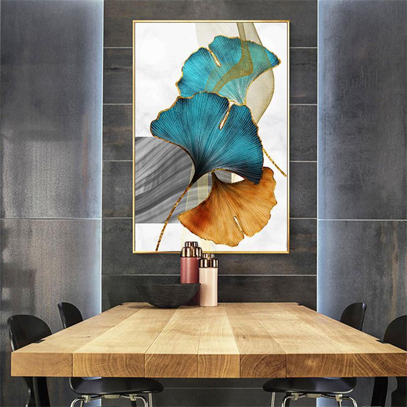 Gold Nordic Abstract Plant Leaf  Canvas - What A Decor