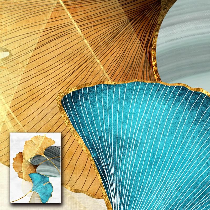 Gold Nordic Abstract Plant Leaf  Canvas - What A Decor