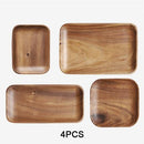 Japanese Style Acacia Square Wooden Plates - What A Decor