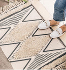 Moroccan Cotton Hand Woven Printed Rugs Tufted Tassels - What A Decor