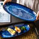 Irregular Japanese Deep Blue Long Serving Plate