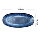 Irregular Japanese Deep Blue Long Serving Plate