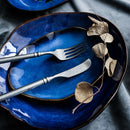 Irregular Ceramic Plate Dishes Tableware Deep Blue