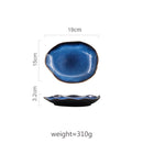 Irregular Ceramic Plate Dishes Tableware Deep Blue