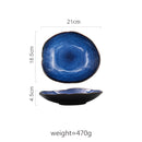 Irregular Ceramic Plate Dishes Tableware Deep Blue