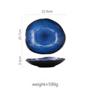 Irregular Ceramic Plate Dishes Tableware Deep Blue