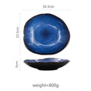 Irregular Ceramic Plate Dishes Tableware Deep Blue